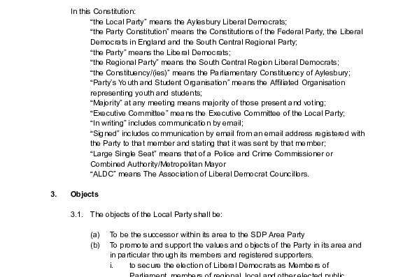 Aylesbury LibDem Constitution